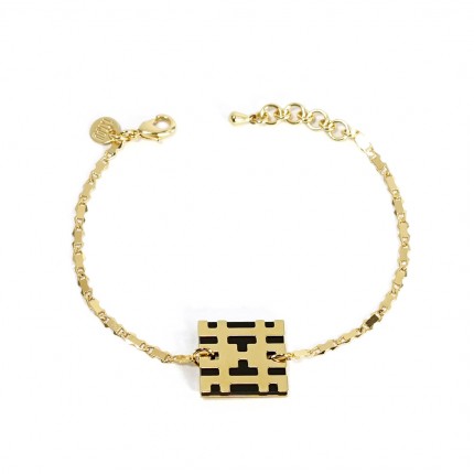 Bracelet motif doré or fin 24 carats, plexisglas