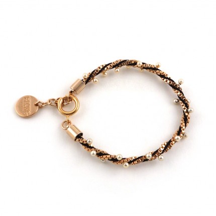 Bracelet chaîne dorée or rose, perles Swarovski